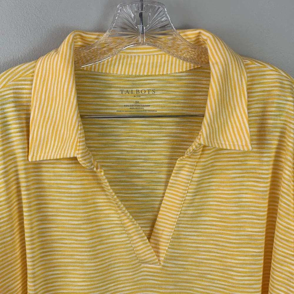Talbots Roll Cuff Johnny Collar Pullover in Stripe NEW!